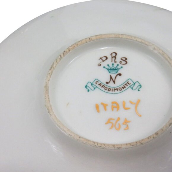 Cherubs CAPODIMONTE Demitasse CUP with Swan Handle and 2 Saucers Italy Vintage - Picture 10 of 11